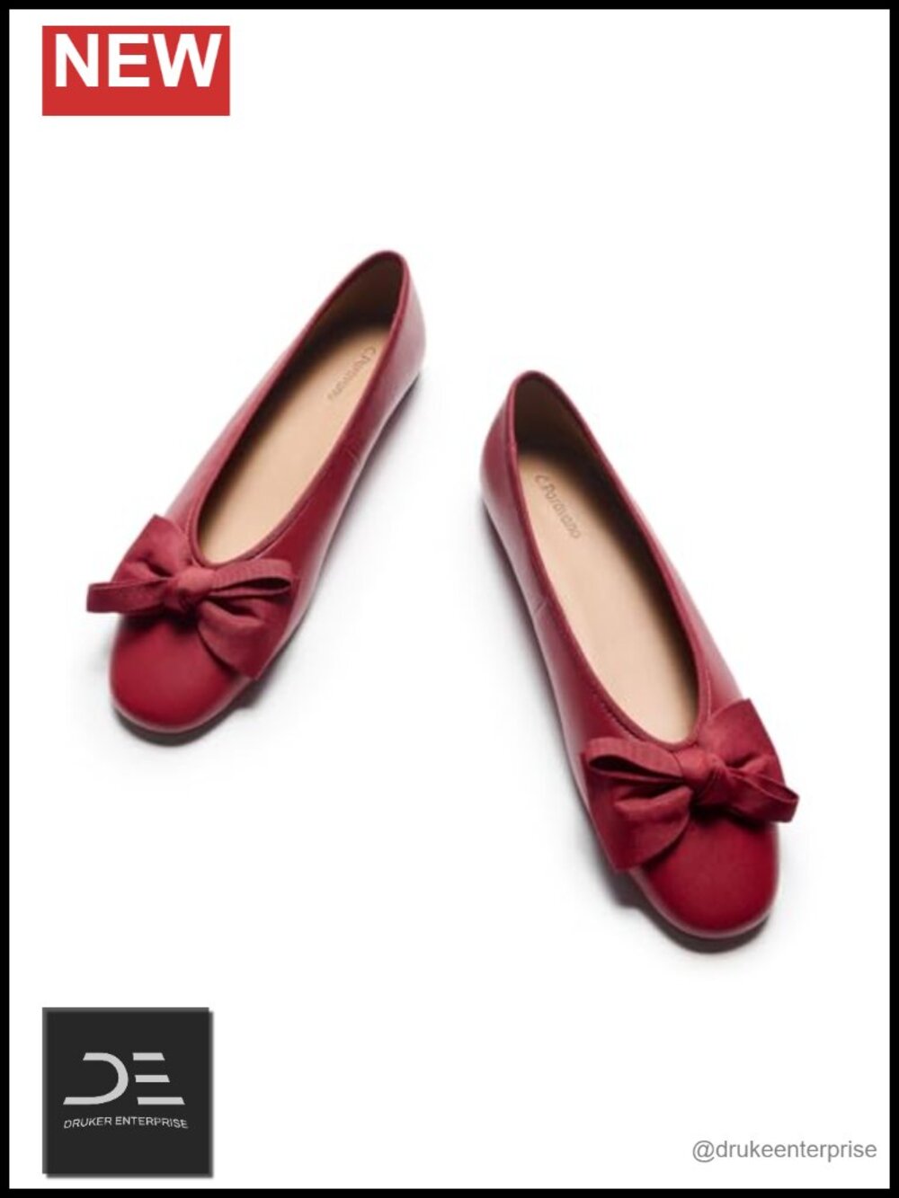 Genuine Leather Ballet Flats, Round Toe, Non-Slip Sole